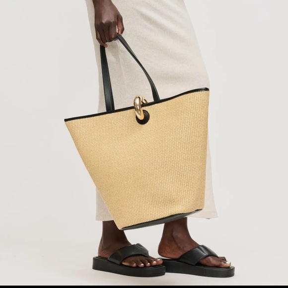 Urban Expressions Tan and Black Woven Tote - New w/Tags - Raelynn Tote - Picture 7 of 15